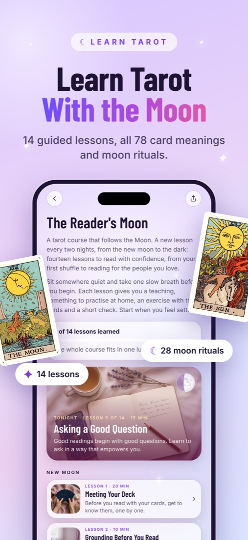 The Reader's Moon, a course of 14 tarot lessons
